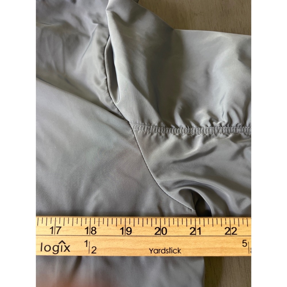 Athleta Women's Wayfarer Grey Ruched Sleeve Layered Full Zip Bomber Jacket Small - Picture 7 of 8